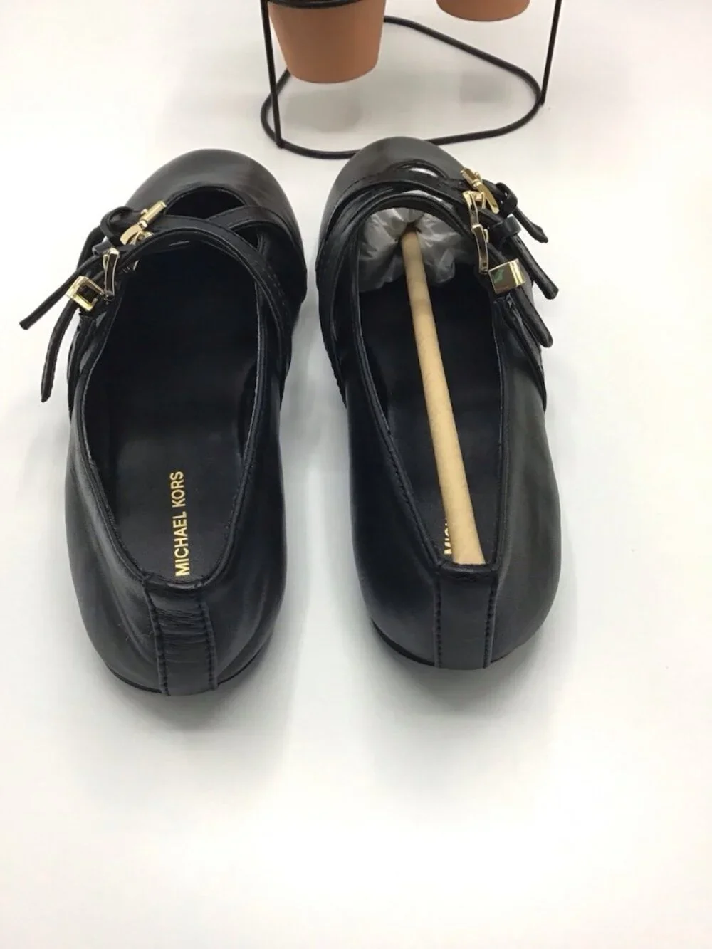 Michael Kors Indy Flex Leather Ballet Flats - Black Mary Jane Style NIBox Size 6